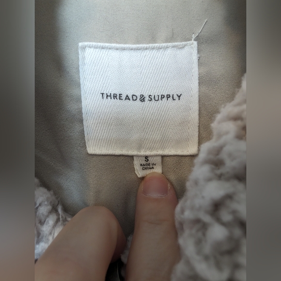 Sherpa/Teddy 1/4 Zip Frosted Ivory - Size S - Picture 4 of 6